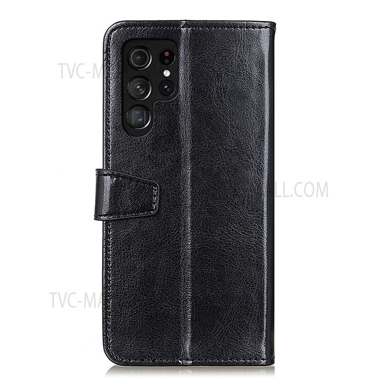 Wallet Design Leather Cover TPU Phone Case Shell with Supporting Stand for Samsung Galaxy S22 Ultra - Black-3