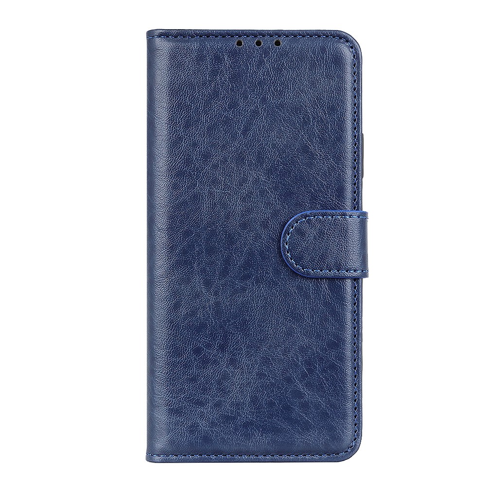 Drop-proof Crazy Horse Wallet PU Leather Case Mobile Phone Stand Cover for Samsung Galaxy S22 Ultra - Blue-2