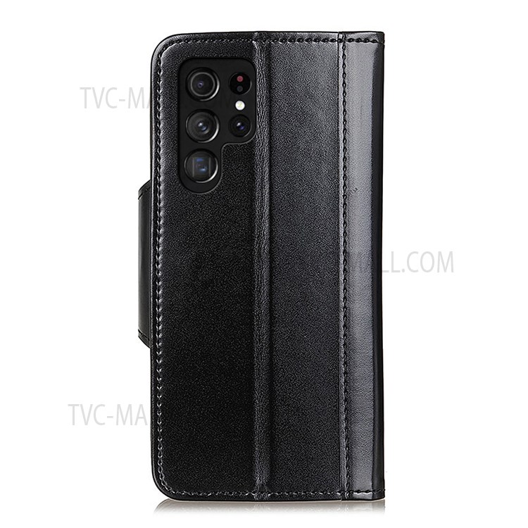 PU Leather Magnetic Clasp Scratch-resistant Wallet Stand Phone Cover Protector for Samsung Galaxy S22 Ultra - Black-3