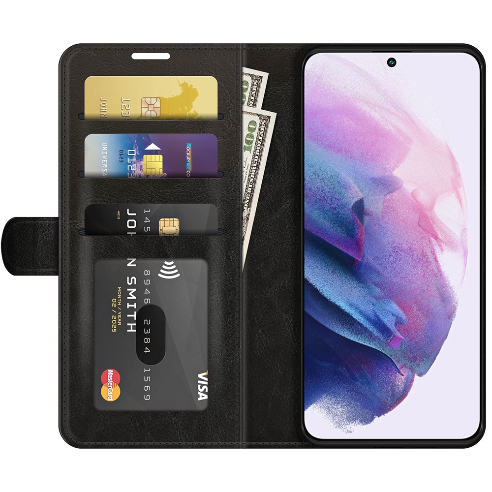 Wallet Design Crazy Horse Texture Leather Phone Cover Shell with Horizontal Viewing Stand for Samsung Galaxy S22 Plus - Black-4