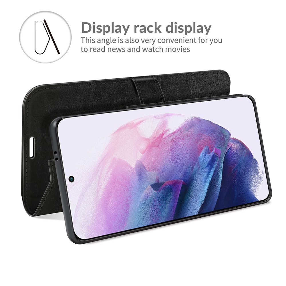 Wallet Design Crazy Horse Texture Leather Phone Cover Shell with Horizontal Viewing Stand for Samsung Galaxy S22 Plus - Black-6
