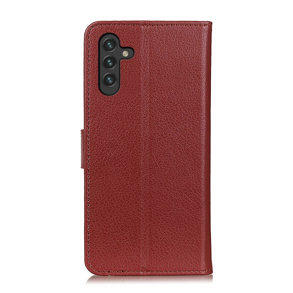 Classic Litchi Texture PU Leather Wallet Stand Full Protection Phone Cover Case for Samsung Galaxy A13 5G - Brown-3