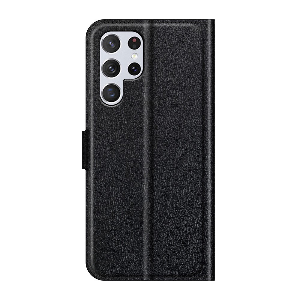 Non-slip Grip Litchi Texture Magnetic Closure PU Leather Stand Case Wallet Phone Cover for Samsung Galaxy S22 Ultra - Black-3