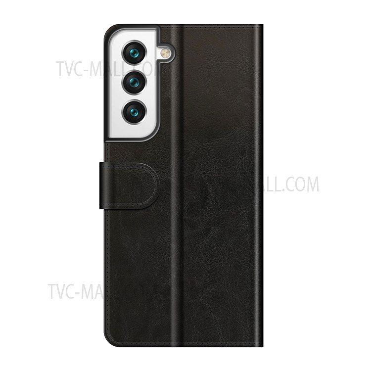 Wallet Stand Design Crazy Horse Texture Leather Phone Full Body Cover Shell for Samsung Galaxy S22 - Black-3