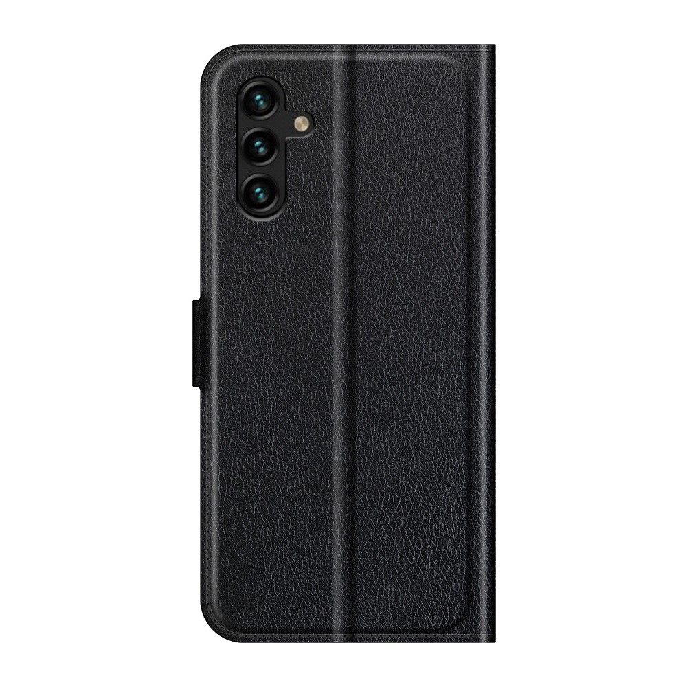 Folio Flip Magnetic Closure Litchi Texture PU Leather + Inner TPU Stand Wallet Cover for Samsung Galaxy A13 5G - Black-3