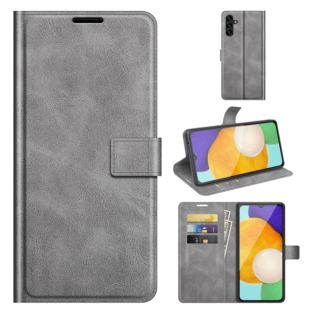 Shockproof Protective PU Leather TPU Wallet Stand Phone Flip Cover Case for Samsung Galaxy A13 5G - Grey-8