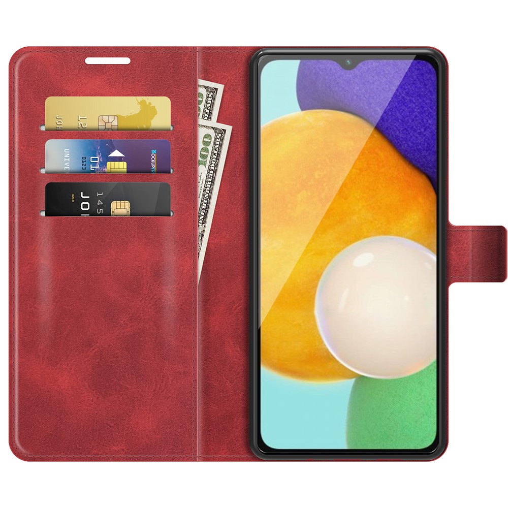 Shockproof Protective PU Leather TPU Wallet Stand Phone Flip Cover Case for Samsung Galaxy A13 5G - Red-4