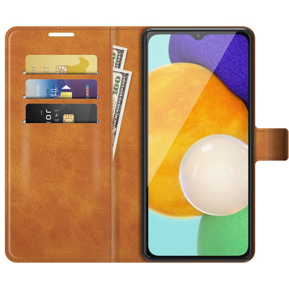 Shockproof Protective PU Leather TPU Wallet Stand Phone Flip Cover Case for Samsung Galaxy A13 5G - Yellow-4