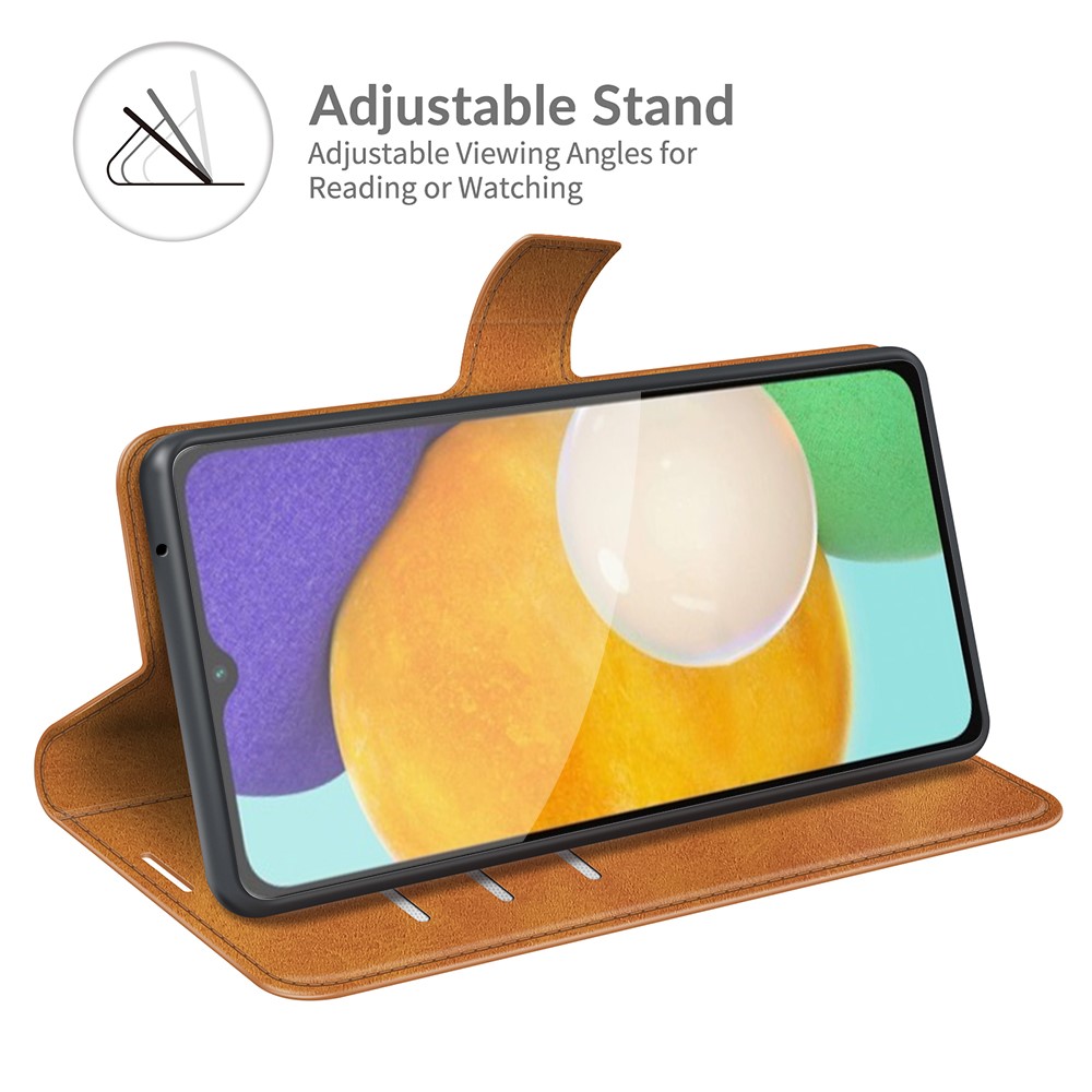 Shockproof Protective PU Leather TPU Wallet Stand Phone Flip Cover Case for Samsung Galaxy A13 5G - Yellow-5