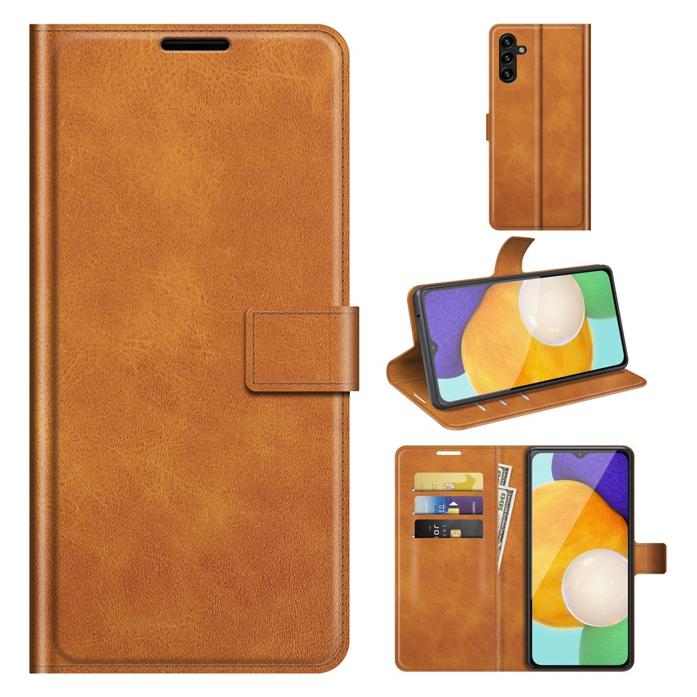 Shockproof Protective PU Leather TPU Wallet Stand Phone Flip Cover Case for Samsung Galaxy A13 5G - Yellow-8