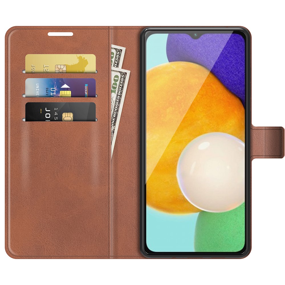 Shockproof Protective PU Leather TPU Wallet Stand Phone Flip Cover Case for Samsung Galaxy A13 5G - Light Brown-4