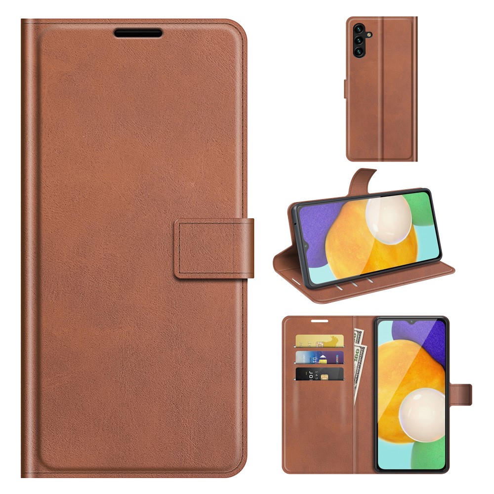 Shockproof Protective PU Leather TPU Wallet Stand Phone Flip Cover Case for Samsung Galaxy A13 5G - Light Brown-8