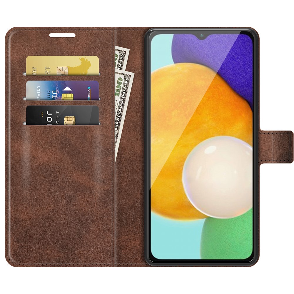 Shockproof Protective PU Leather TPU Wallet Stand Phone Flip Cover Case for Samsung Galaxy A13 5G - Dark Brown-4