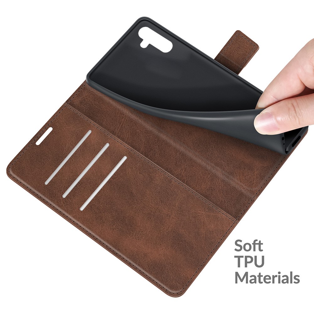 Shockproof Protective PU Leather TPU Wallet Stand Phone Flip Cover Case for Samsung Galaxy A13 5G - Dark Brown-7