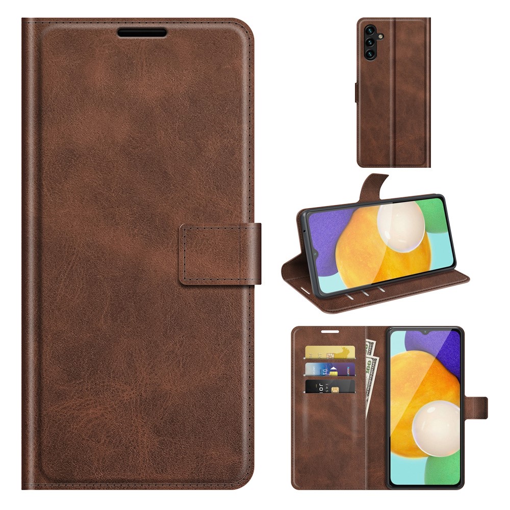 Shockproof Protective PU Leather TPU Wallet Stand Phone Flip Cover Case for Samsung Galaxy A13 5G - Dark Brown-8