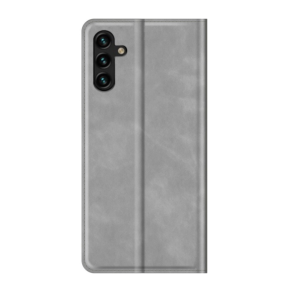 Anti-fall Stand Design Silky-Touch Super Magnet Closure Folio Flip Leather Cover Protective Case Wallet for Samsung Galaxy A13 5G - Grey-3