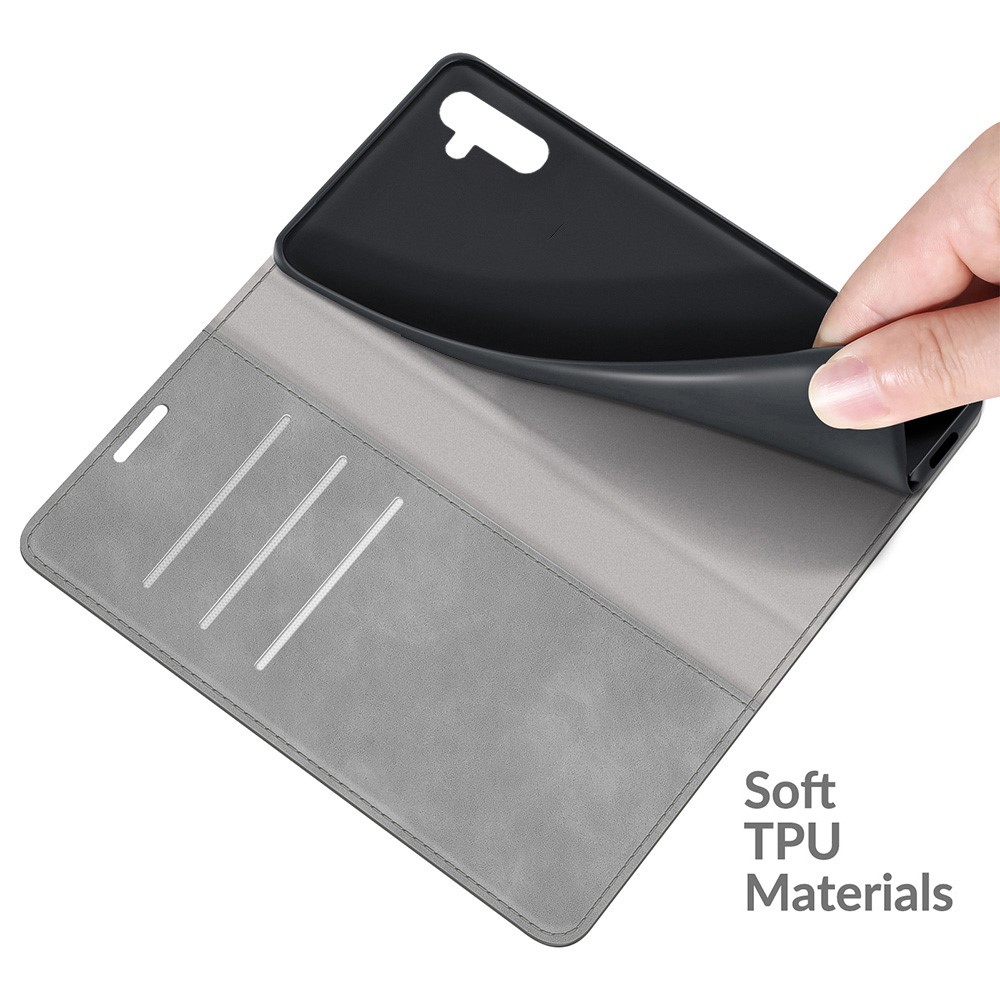Anti-fall Stand Design Silky-Touch Super Magnet Closure Folio Flip Leather Cover Protective Case Wallet for Samsung Galaxy A13 5G - Grey-7
