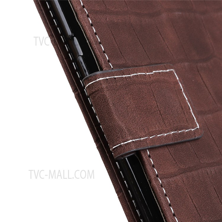 Crocodile Texture Folio Flip Leather Stand Wallet Case for Samsung Galaxy S22 - Brown-7