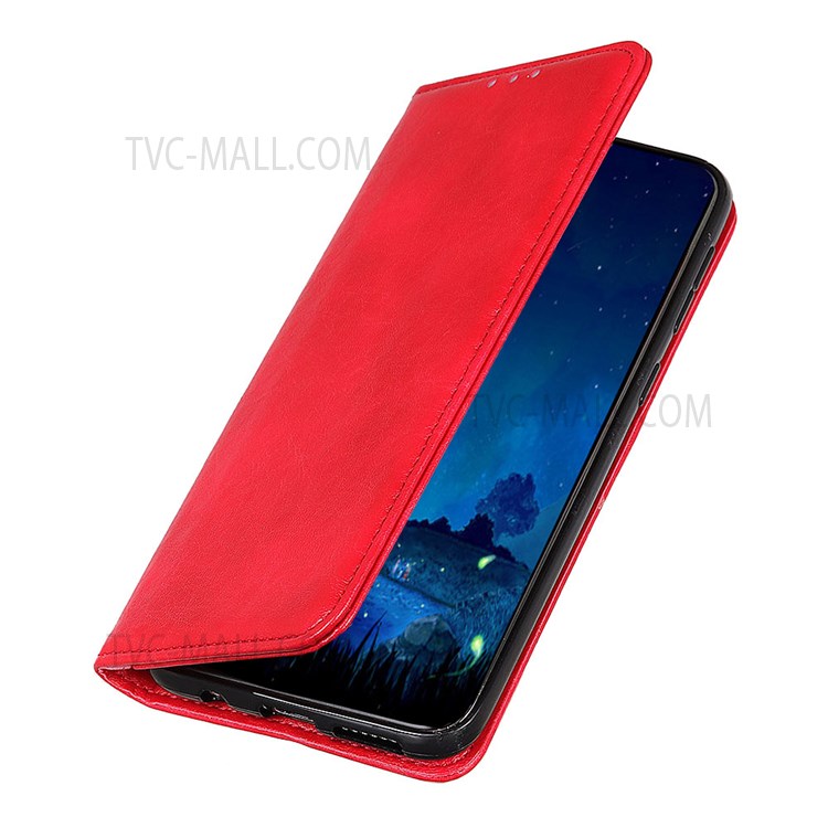 Magnetic Auto Closing Crazy Horse Texture PU Leather Phone Shell Wallet Stand Case for Samsung Galaxy S22 - Red-7
