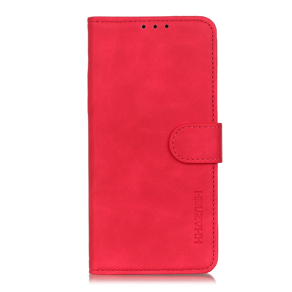 KHAZNEH Retro Texture Full Protection Leather Stand Wallet Cover Phone Case for Samsung Galaxy S22 - Red-2