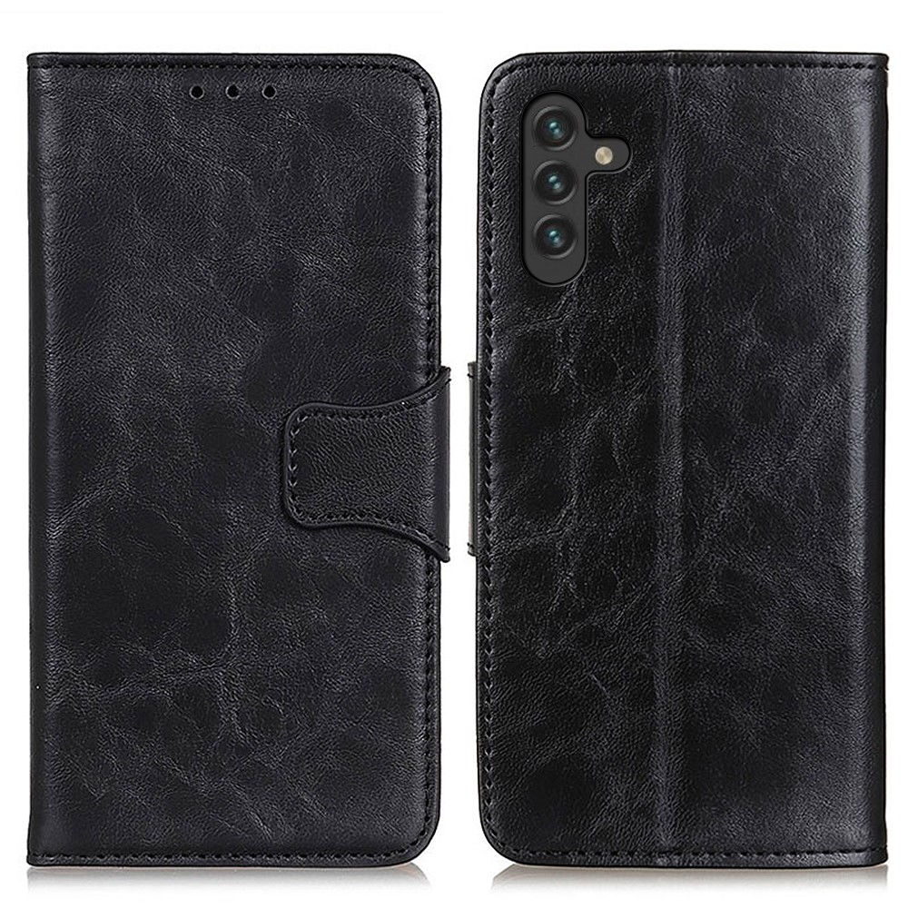 Drop-proof Crazy Horse Texture Dual-Sided Magnetic Clasp Split Leather Cover with Wallet and Stand for Samsung Galaxy A13 5G - Black-1