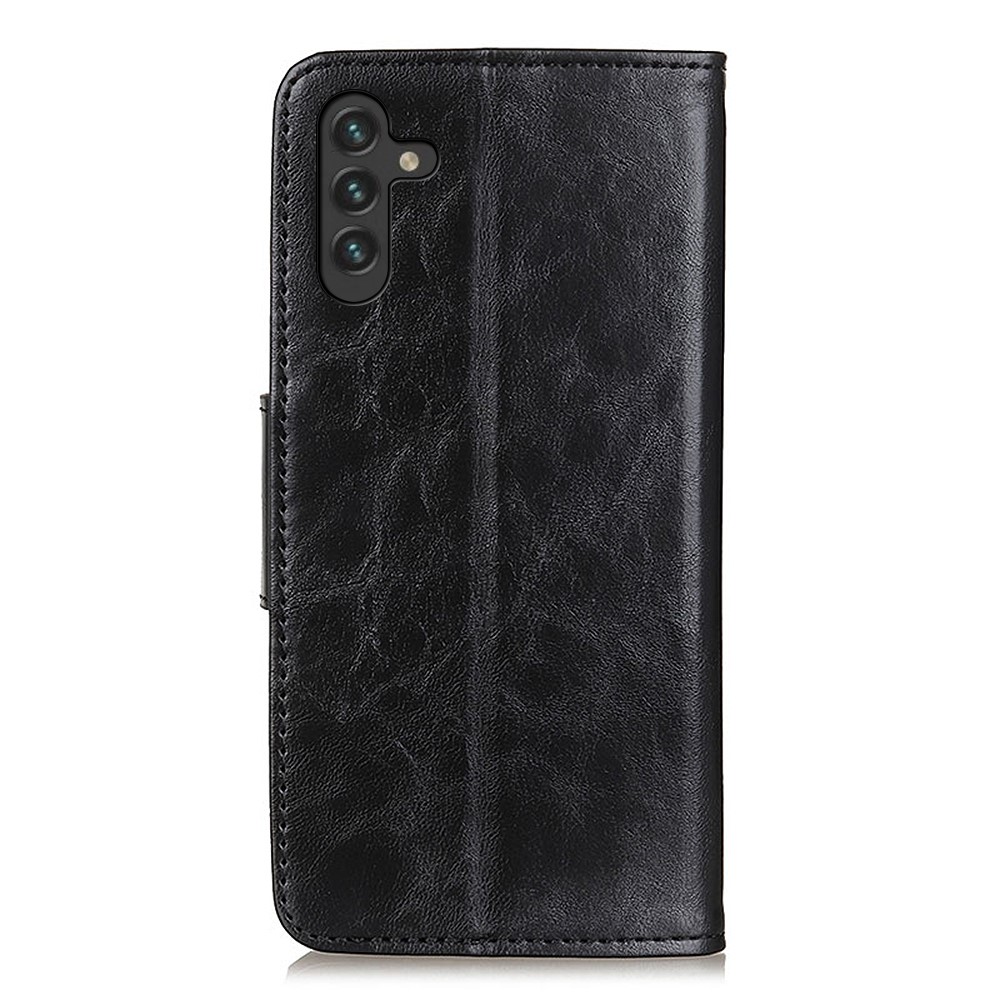 Drop-proof Crazy Horse Texture Dual-Sided Magnetic Clasp Split Leather Cover with Wallet and Stand for Samsung Galaxy A13 5G - Black-3