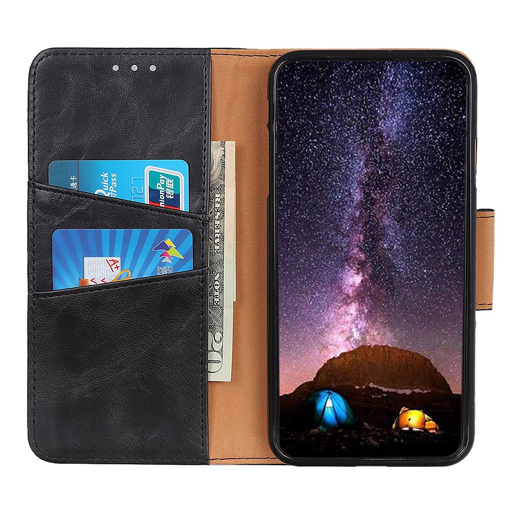 Drop-proof Crazy Horse Texture Dual-Sided Magnetic Clasp Split Leather Cover with Wallet and Stand for Samsung Galaxy A13 5G / A04s 4G (164.7 x 76.7 x 9.1 mm) - Black-4