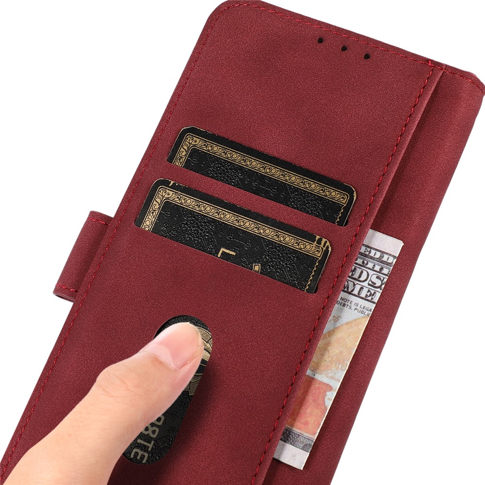 KHAZNEH Book-Style Flip Textured Leather Phone Cover Stand Case with Wallet Design for Samsung Galaxy A13 5G - Red-6