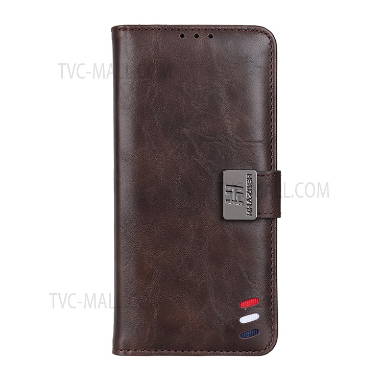 Foldable Wallet Stand Design Textured PU Leather Case Phone Protective Cover for Samsung Galaxy A13 5G - Brown-2