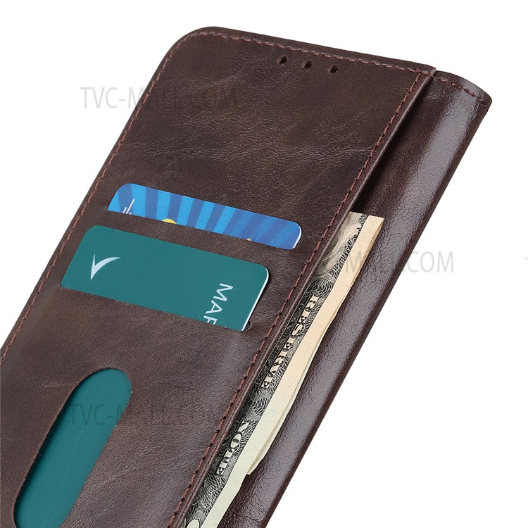 Foldable Wallet Stand Design Textured PU Leather Case Phone Protective Cover for Samsung Galaxy A13 5G - Brown-6