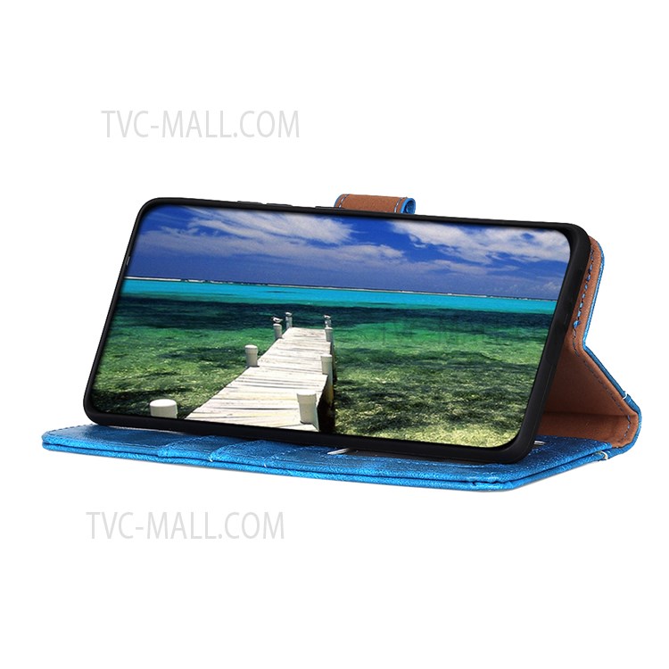 Wallet Foldable Stand Drop-Resistant Crazy Horse Texture Split Leather Phone Cover Shell for Samsung Galaxy A13 5G - Blue-5