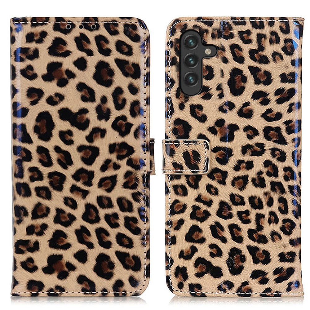 All-Inclusive Leopard Print Leather Wallet Design Phone Protector Stand Cover for Samsung Galaxy A13 5G-1