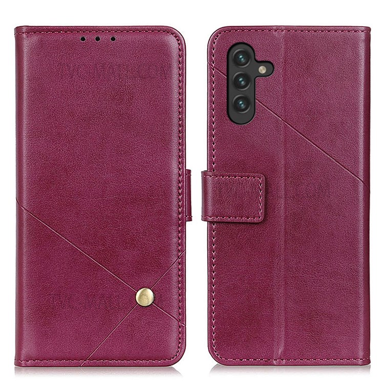 Supporting Stand Wallet Design Flip PU Leather Anti-Scratch Phone Protective Shell Case for Samsung Galaxy A13 5G - Red-1