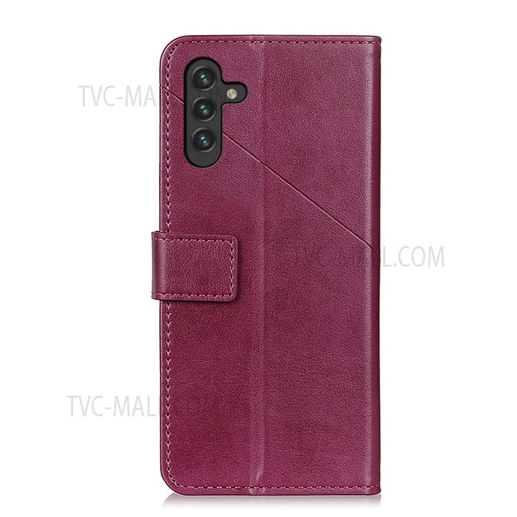 Supporting Stand Wallet Design Flip PU Leather Anti-Scratch Phone Protective Shell Case for Samsung Galaxy A13 5G - Red-3