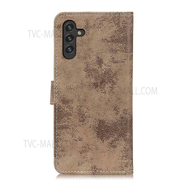 Retro Style Magnetic Closure PU Leather + TPU Wallet Stand Well-protected Phone Cover Case for Samsung Galaxy A13 5G - Khaki-3