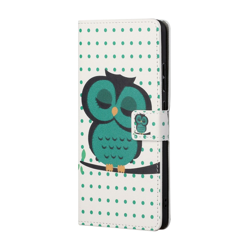 Full Coverage Pattern Printing PU Leather Wallet Stand Magnetic Closure Flip Case for Samsung Galaxy A13 5G - Green Owl-2