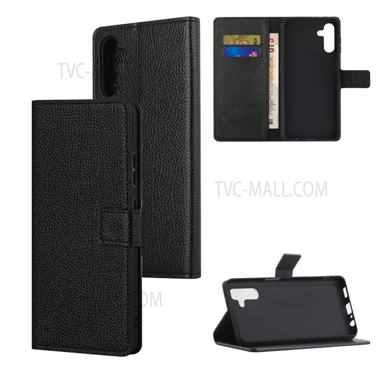 Litchi Skin Stand Leather Wallet Case Magnetic Clasp Flip Style Cell Phone Protector Shell for Samsung Galaxy A13 5G-6
