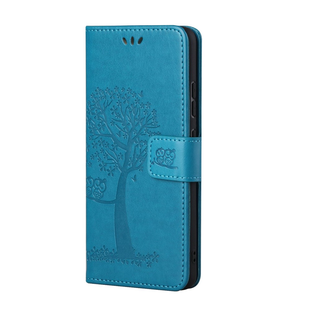 Folio Flip Owl Tree Imprint Leather Wallet Phone Case Shell with Stand for Samsung Galaxy A13 5G - Blue-2