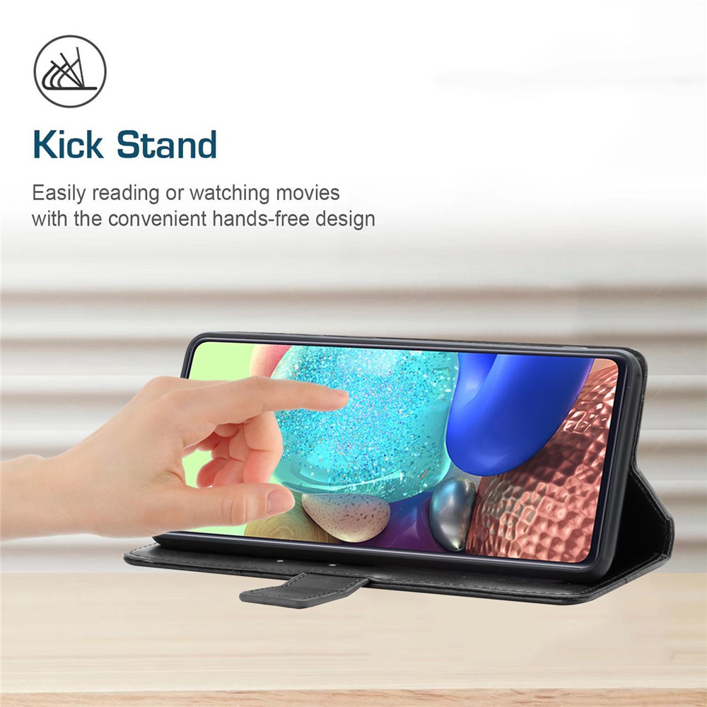 Y-Shaped Lines Imprinting PU Leather + Soft TPU Inner Shell Wallet Stand Phone Cover for Samsung Galaxy A13 5G - Black-2