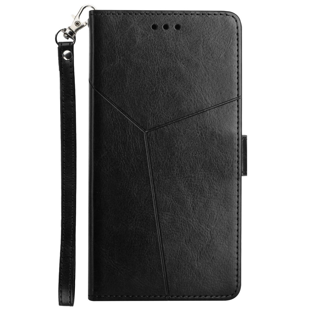 Y-Shaped Lines Imprinting PU Leather + Soft TPU Inner Shell Wallet Stand Phone Cover for Samsung Galaxy A13 5G - Black-8