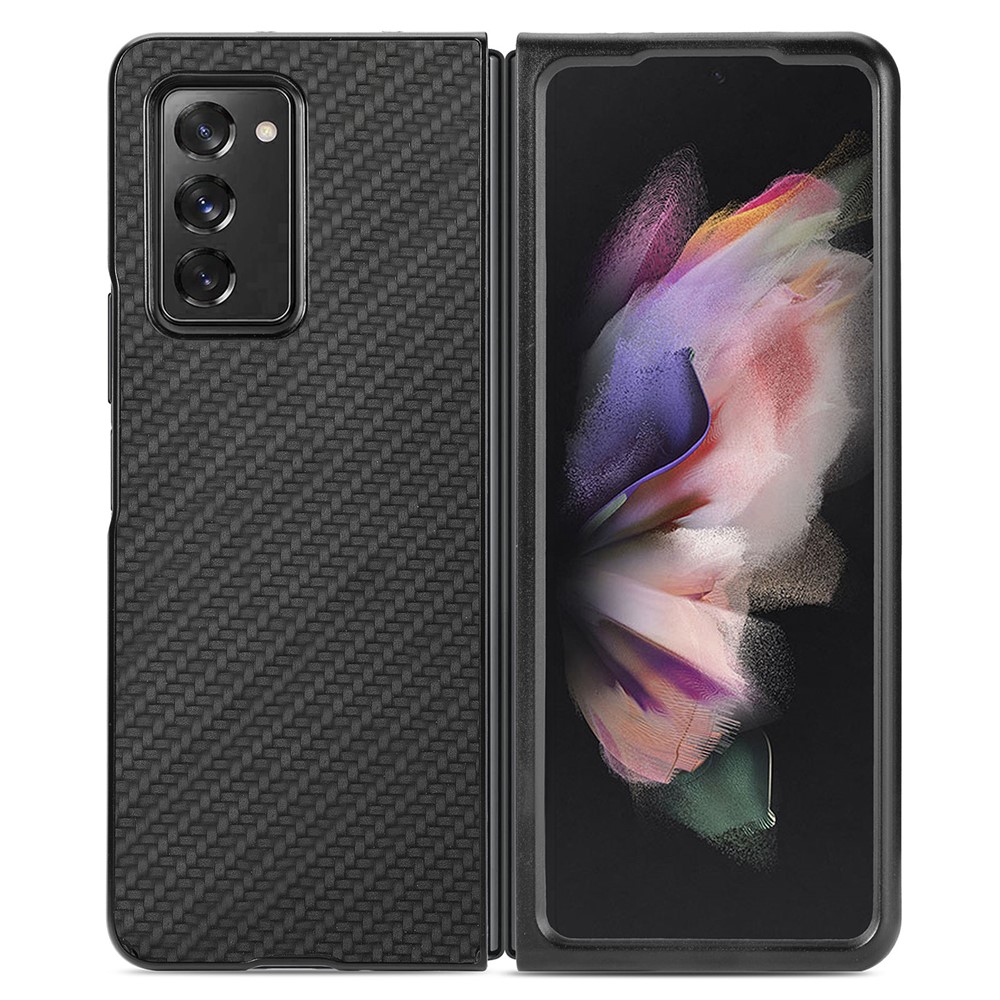 Carbon Fiber Armor Guard PU Leather Coated PC + TPU Shockproof Protective Phone Case for Samsung Galaxy Z Fold2 5G - Black-11