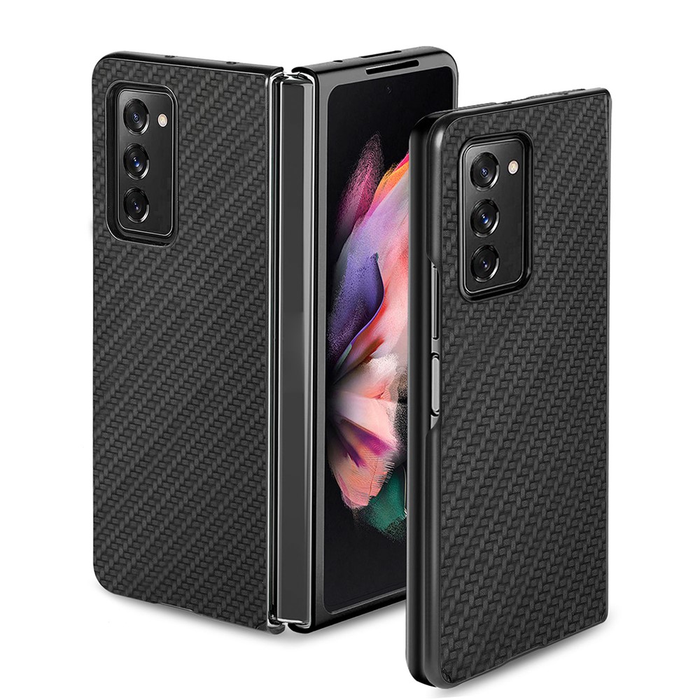 Carbon Fiber Armor Guard PU Leather Coated PC + TPU Shockproof Protective Phone Case for Samsung Galaxy Z Fold2 5G - Black-12