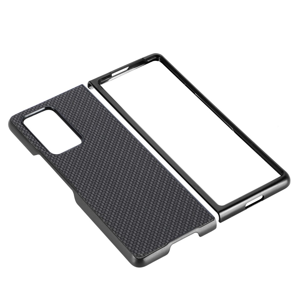 Carbon Fiber Armor Guard PU Leather Coated PC + TPU Shockproof Protective Phone Case for Samsung Galaxy Z Fold2 5G - Black-13
