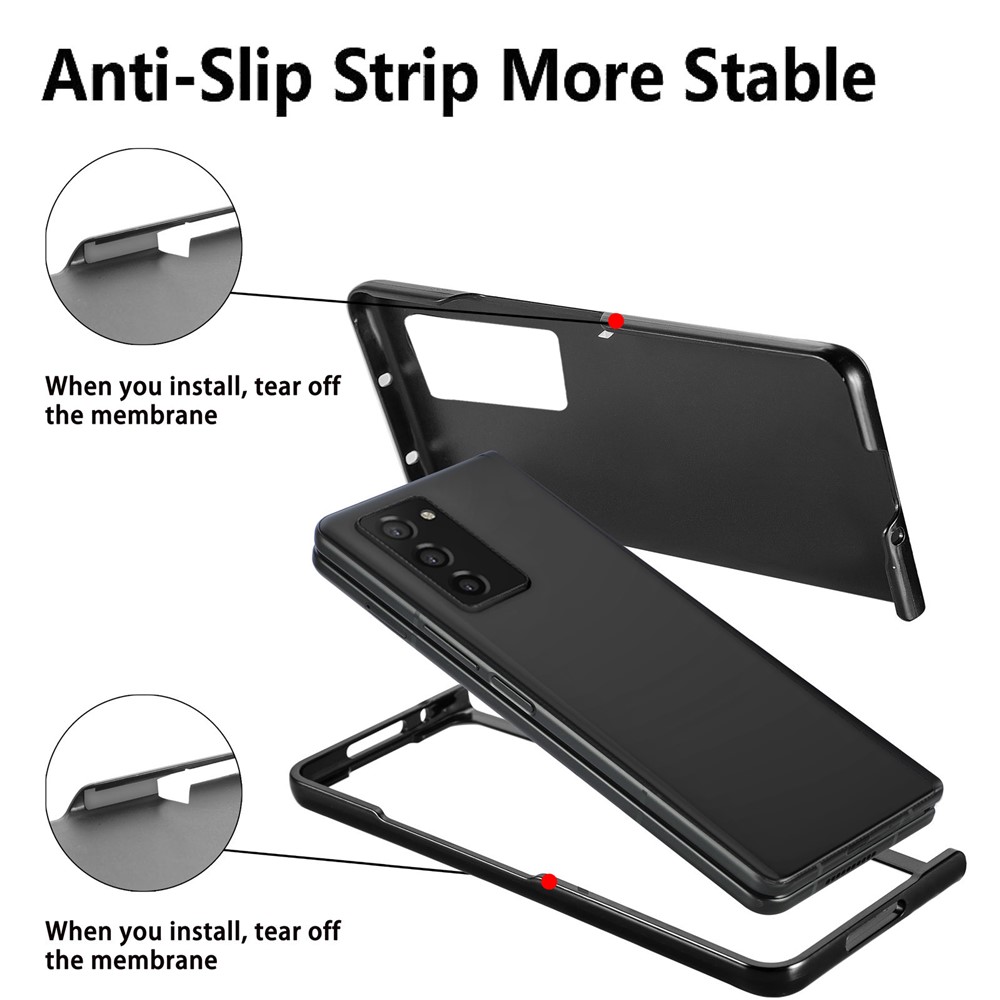 Carbon Fiber Armor Guard PU Leather Coated PC + TPU Shockproof Protective Phone Case for Samsung Galaxy Z Fold2 5G - Black-6