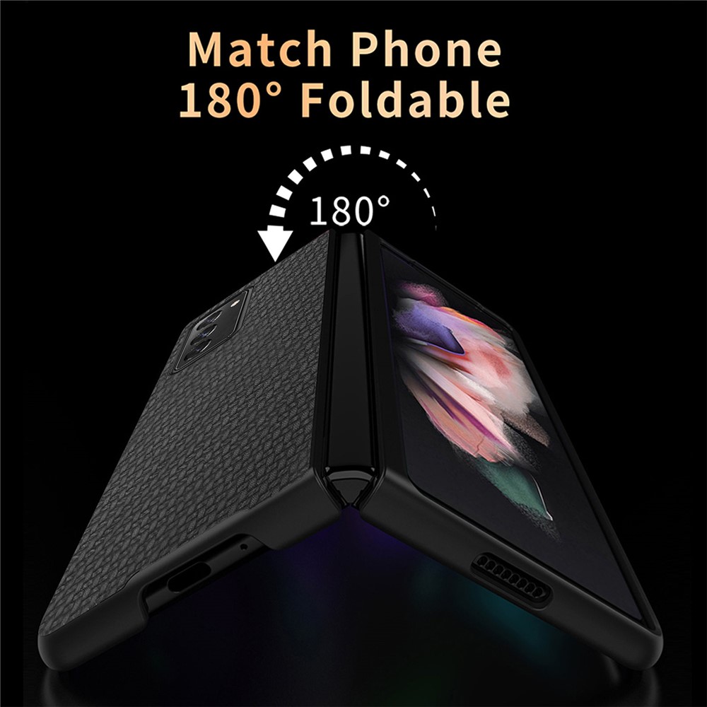 Carbon Fiber Armor Guard PU Leather Coated PC + TPU Shockproof Protective Phone Case for Samsung Galaxy Z Fold2 5G - Black-9