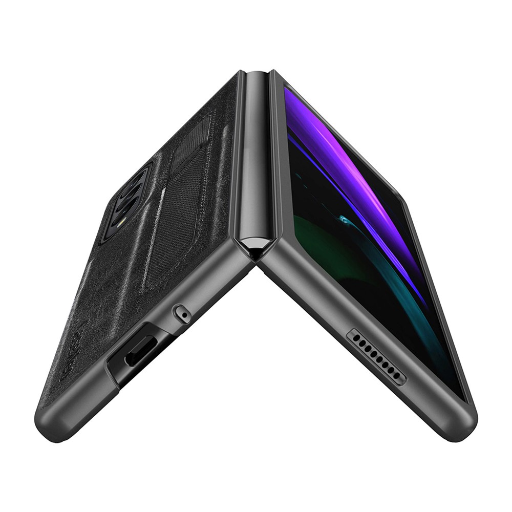 CASENEO Pen Slot Design Fold Scratch-Resistant Slim PU Leather + TPU Phone Case Cover for Samsung Galaxy Z Fold3 5G - Black-12