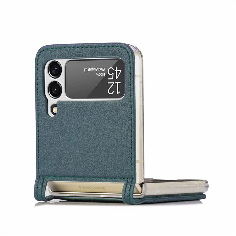 Slim Light Card Slot Design Étui au Téléphone en Cuir pu Pour Samsung Galaxy Z Flip3 5G - Vert-7