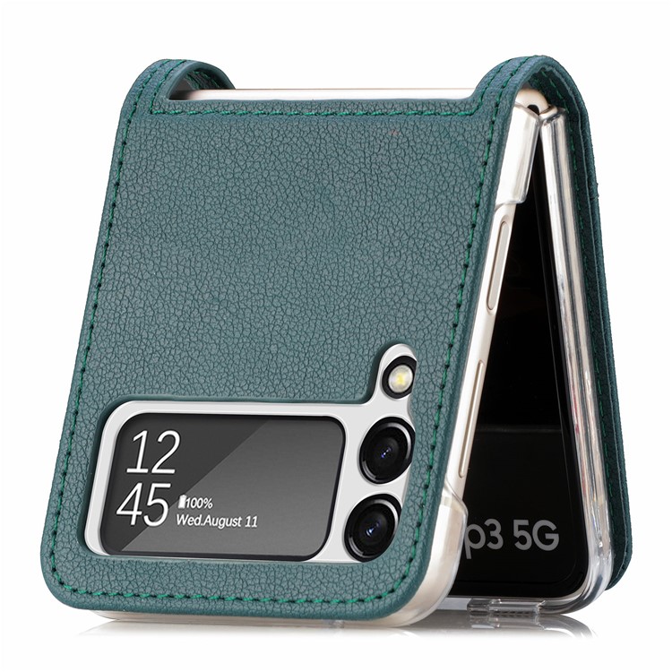 Design a Slot Luminoso Slim Custodia in Pelle PU Stylish Per Samsung Galaxy Z Flip3 5G - Verde