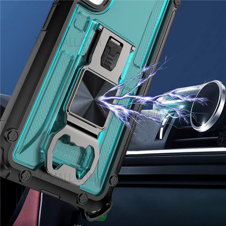 Vertical Kickstand TPU + PC Hybrid Case with Built-in Magnetic Metal Sheet for Samsung Galaxy S22 Plus - Sky Blue-2