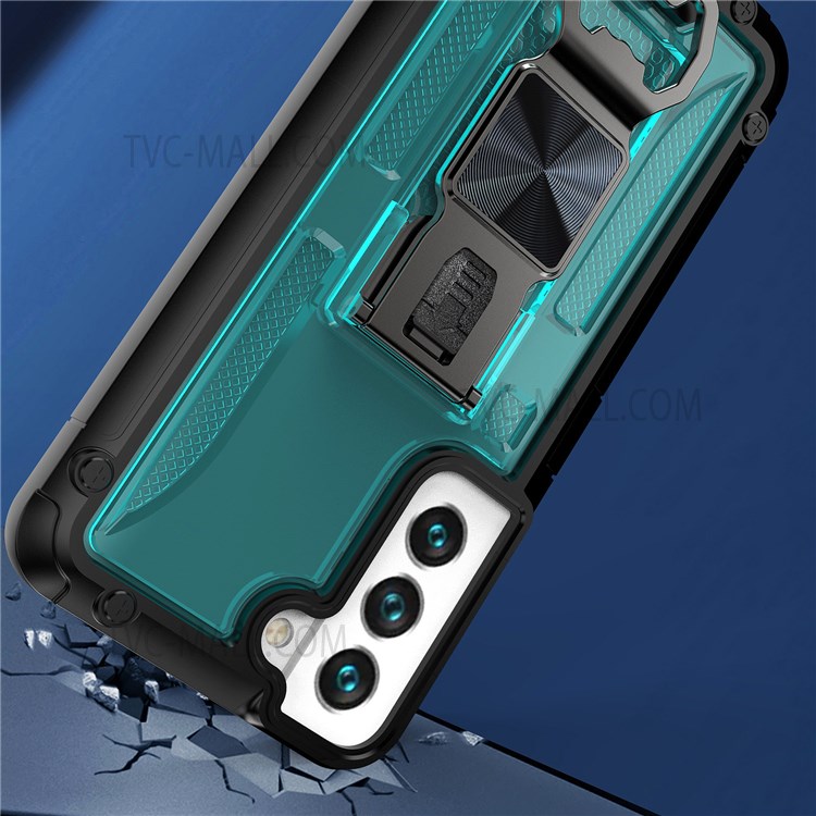 Vertical Kickstand TPU + PC Hybrid Case with Built-in Magnetic Metal Sheet for Samsung Galaxy S22 Plus - Sky Blue-5